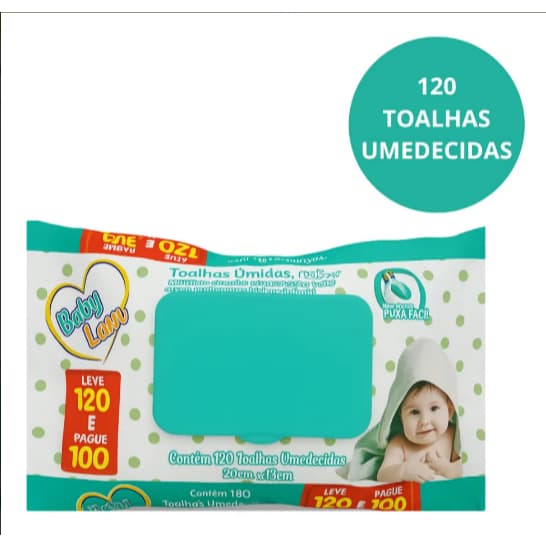 Toalhas Umedecidas Bebê/infantil -baby Lenn 120un Sem Alcool