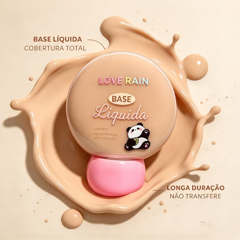 Base Lové Rain 6 Cores – Base Líquida Alta Cobertura, Acabamento Natural, Longa Duração