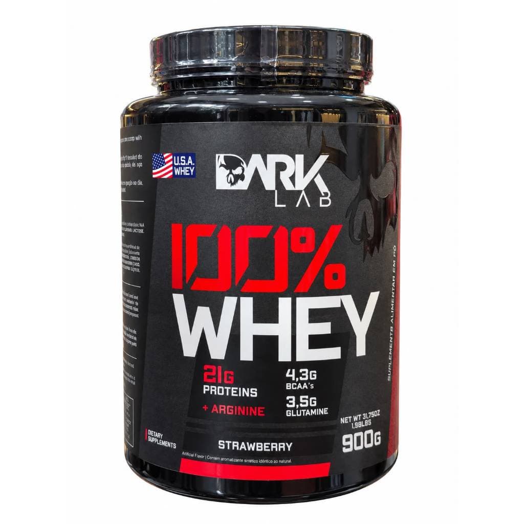 Whey Protein DarkLab 100% Whey Sabor Chocolate, Baunilha e Morango 900g