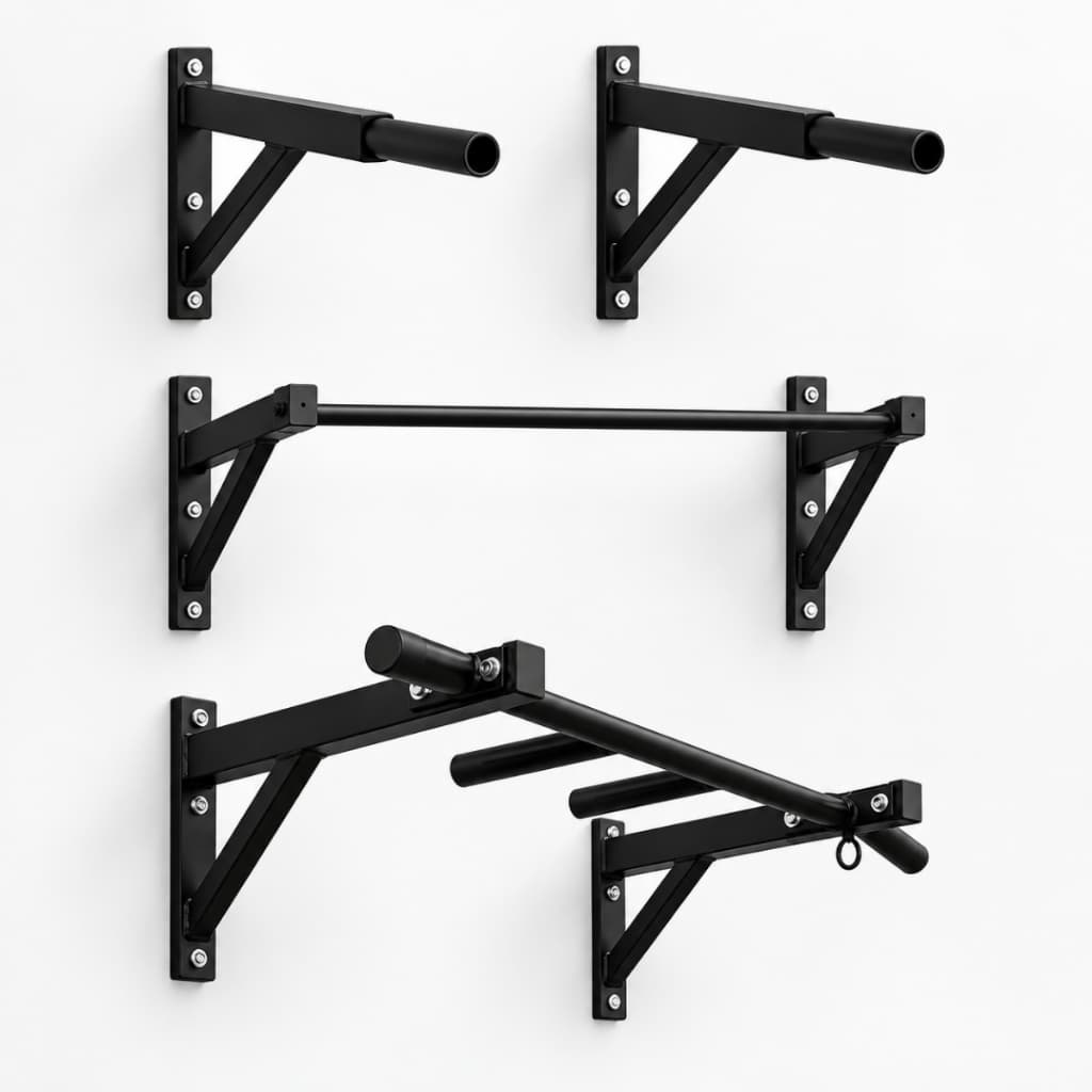 Kit 3 em 1 Barra Fixa + Pegada Neutra + Barra Paralela de Parede Academia Musculação Calistenia Treino Funcional