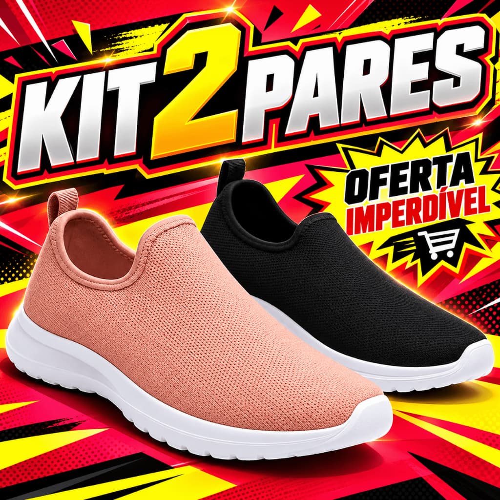 Kit 2 Pares Tênis Meia Feminino Calce Fácil Botinha Ortopédico Esportivo Casual Tenis Slip On Confortável Academia