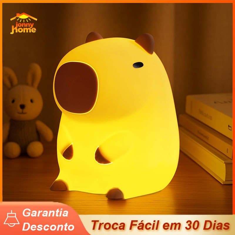 Luminária Capivara Abajur Mesa Led Luz Noturna Silicone Material Luz Quente Presente De Aniversário