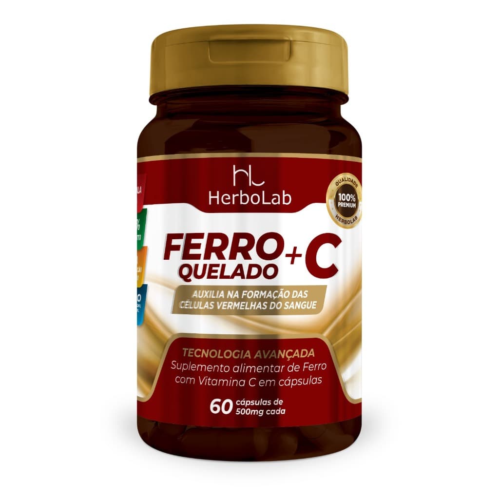 FERRO QUELADO COM VITAMINA C -  60 CÁPSULAS - SUPER CONCENTRADO