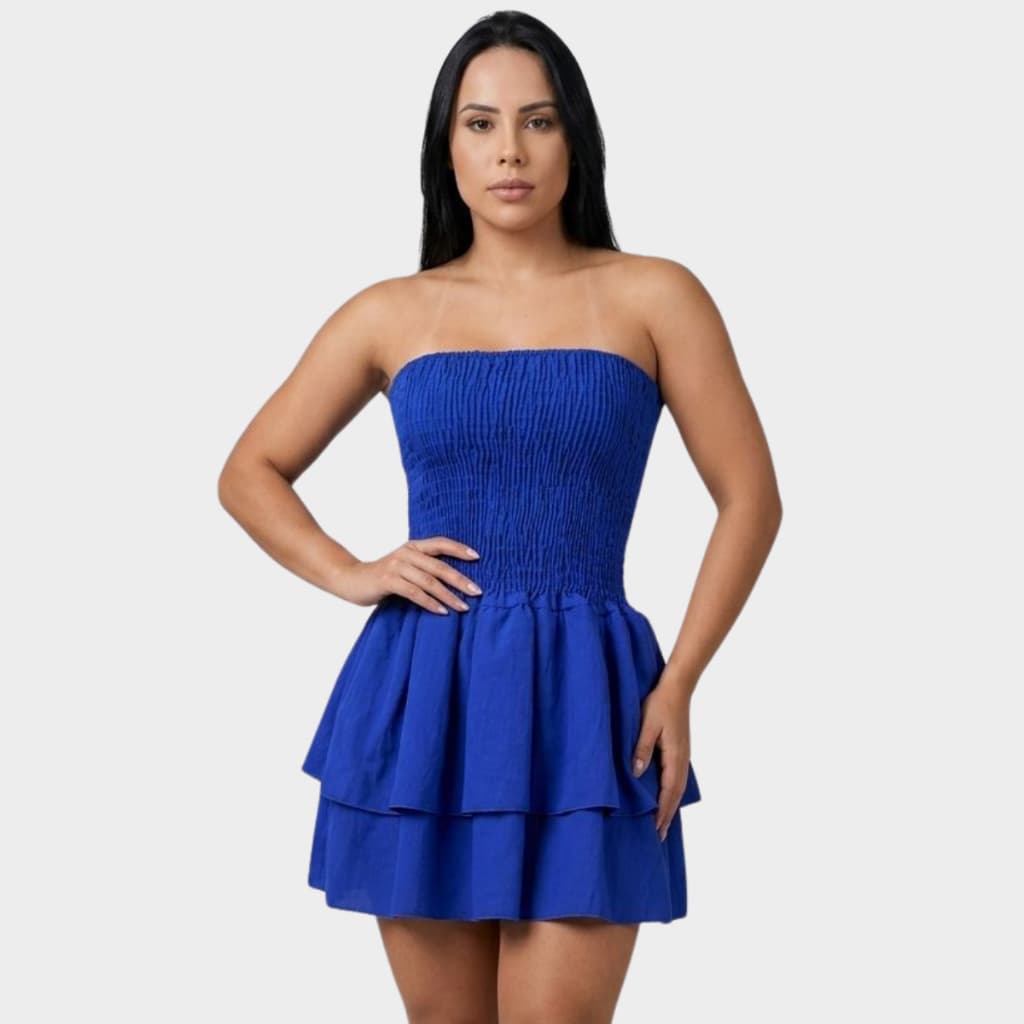 Vestido Feminino Tomara Que Caia Curto com Lastex Modelador