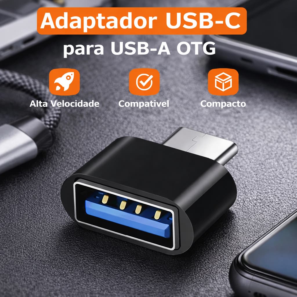 Adaptador OTG USB Tipo C para USB Fêmea USB x USB-C Carregar Dados Celular