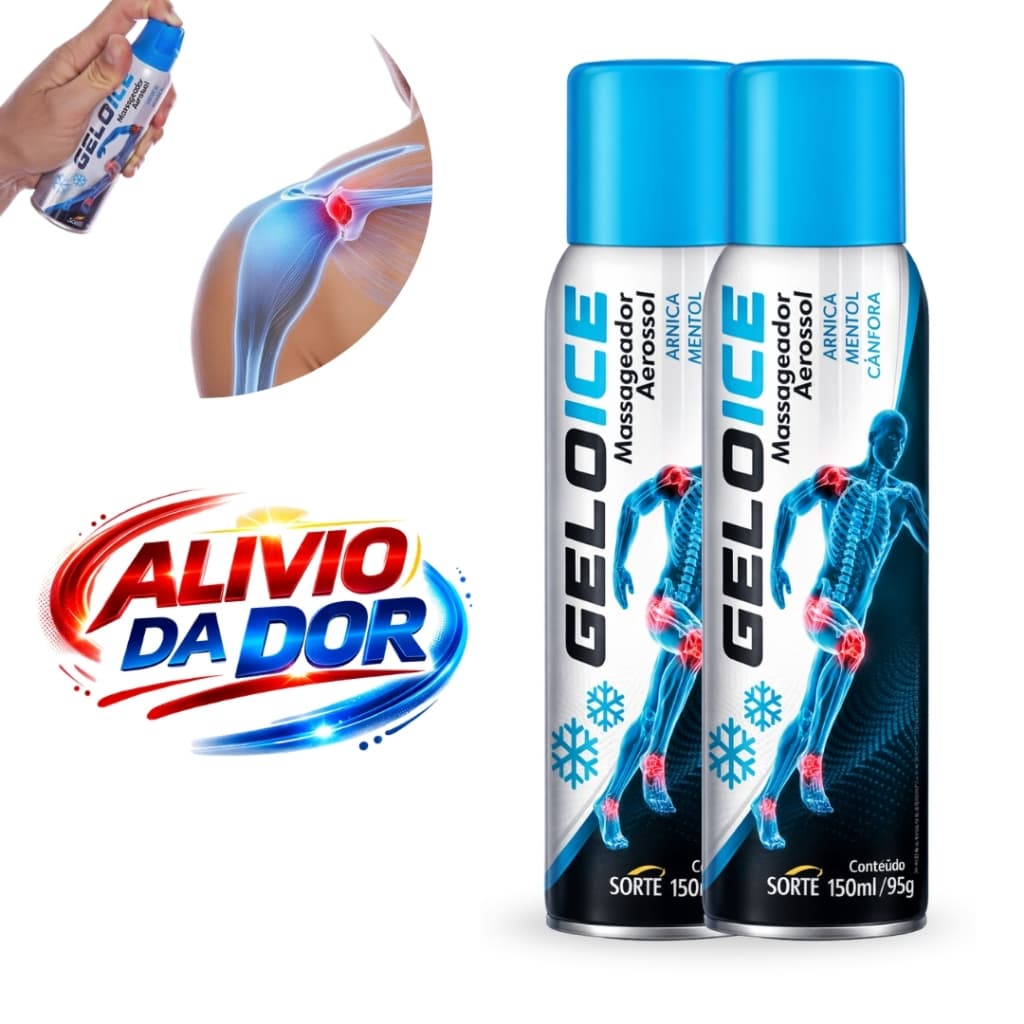 Spray Para Alivio Dor Muscular Joelho Costas Massageador Geloice 150ml Arnica Mentol Canfora Imediat