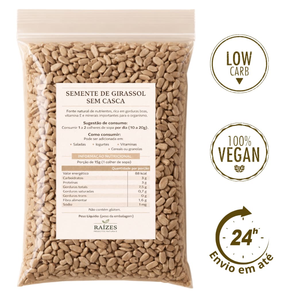 Semente de Girassol Sem Casca / Rica em Proteína, Fibras e Vitaminas Saudáveis.