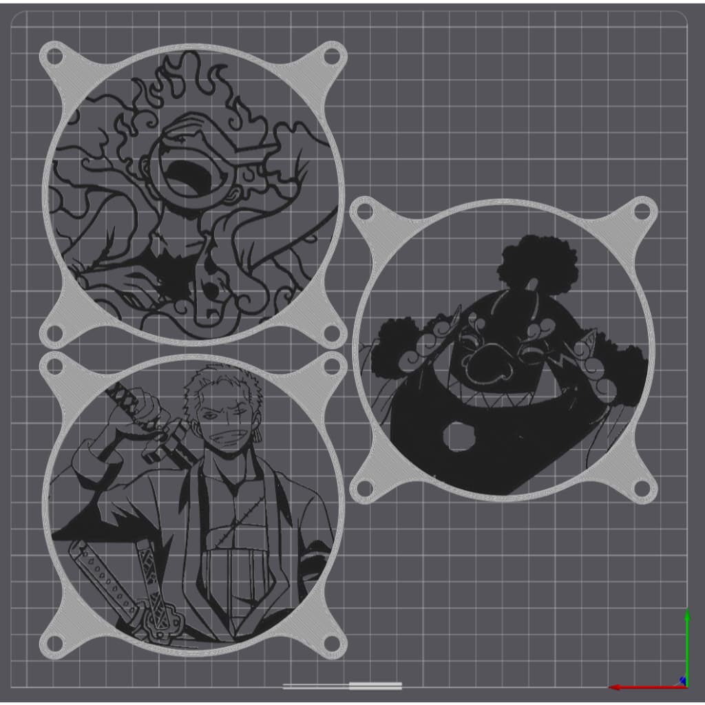 GRADE GRELHA GRILL PARA COOLER FAN 120X120MM ONE PIECE LUFFY ZORO ANIME PC SETUP GAMER