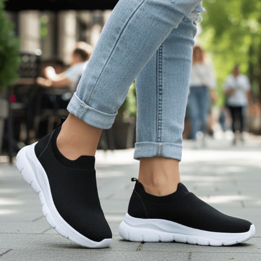 Tênis Feminino Meia Slip On Academia Caminhada  Confortável Leve Sem Cadarço Super Macio