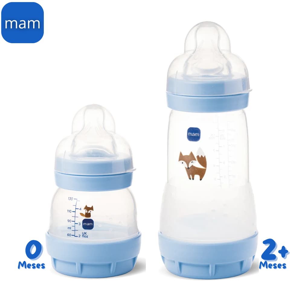 KIT 2 Mamadeiras Anticólica Mam Easy Start Bebê - 130/260ML Azul