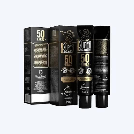 Kit 3 Pomadas Massageadoras Super Black 50 Ervas – Alívio Rápido de Dores Musculares
