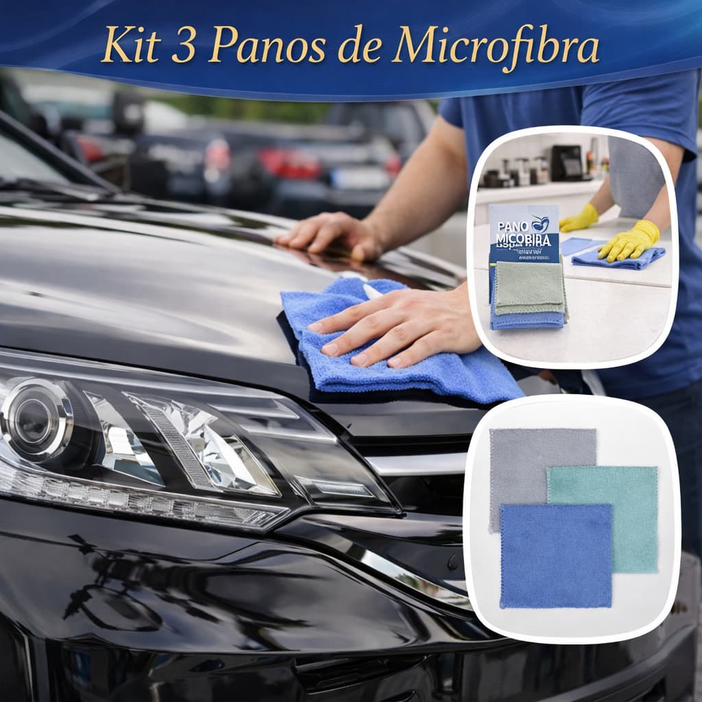 Kit 3 Panos Microfibra Super Soft 30x30cm Limpeza Multiuso Carro e Casa flanela Reutilizável Sortido