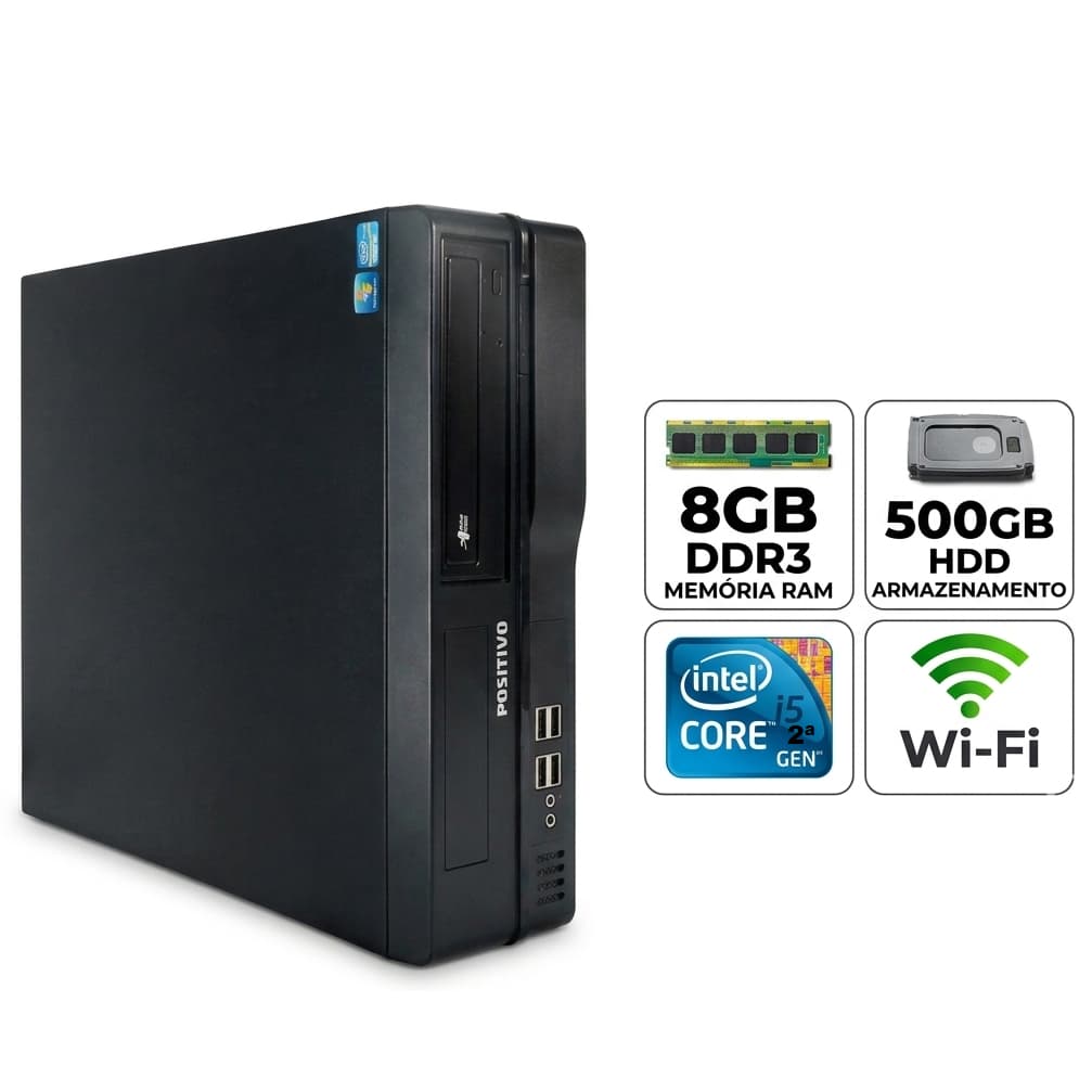 Computador Intel Core i5 2ª Geração 500gb HD 8gb Ram Positivo Rápido Wifi Torre Cpu Trabalho Estudo