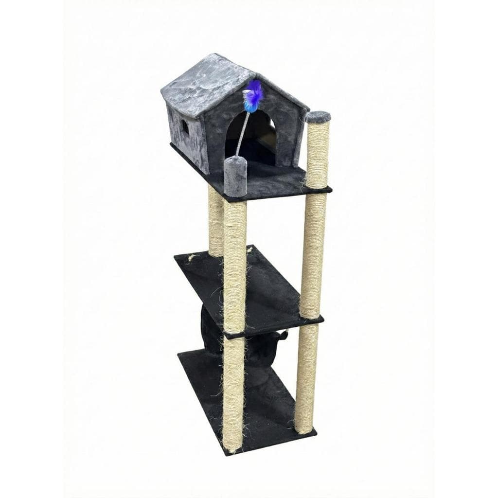 Arranhador Casinha para Gatos 3 Andares com Rede e Cama R3pet shop