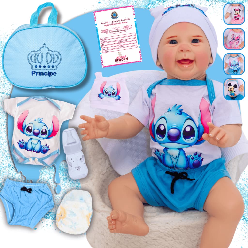 Bebê Reborn Menino Realista Original Articulado Corpo de Silicone Com Bolsa Maternidade