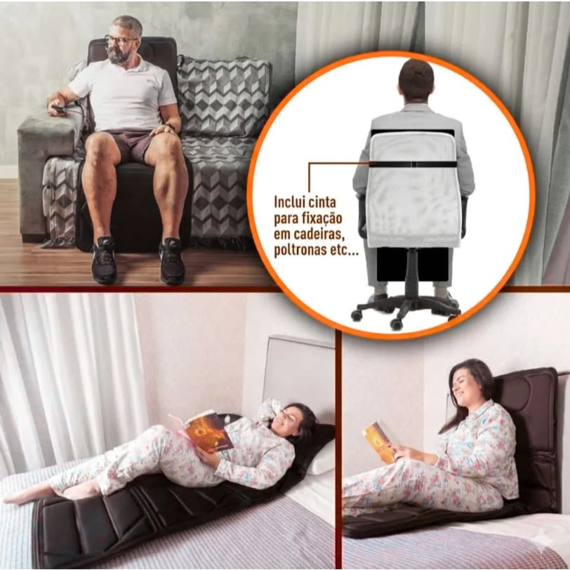 Esteira Massageadora Vibratória Com Aquecimento Alívio de Dores Relaxamento Muscular Preto 127/220v