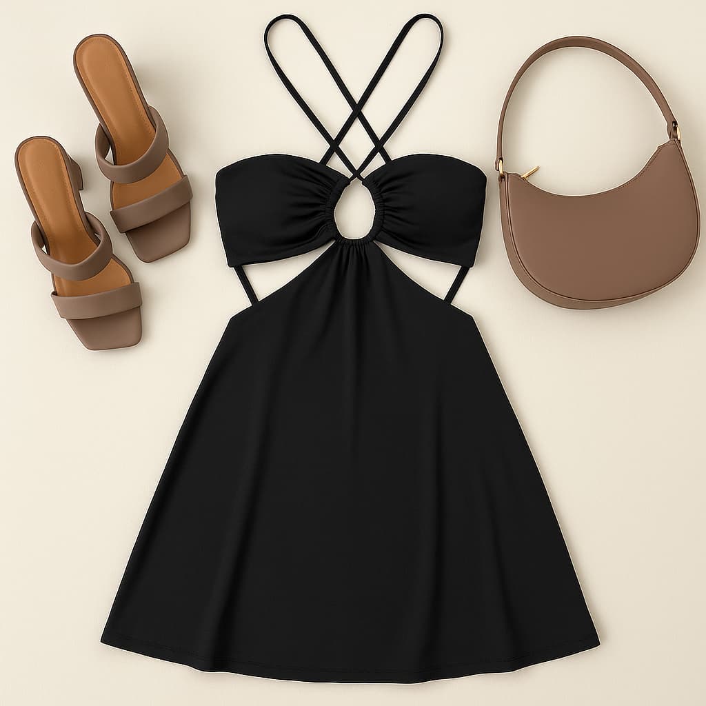 Vestido Curto Soltinho Amarração Alcinha Costas Nua Tendência Verão Forrado Duplo