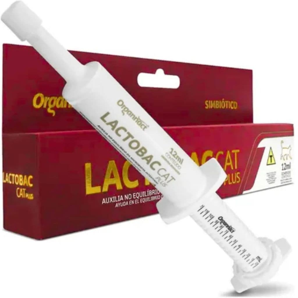 Lactobac Cat 12 ml Organnact Probiótico e Prebiotico Para Gatos