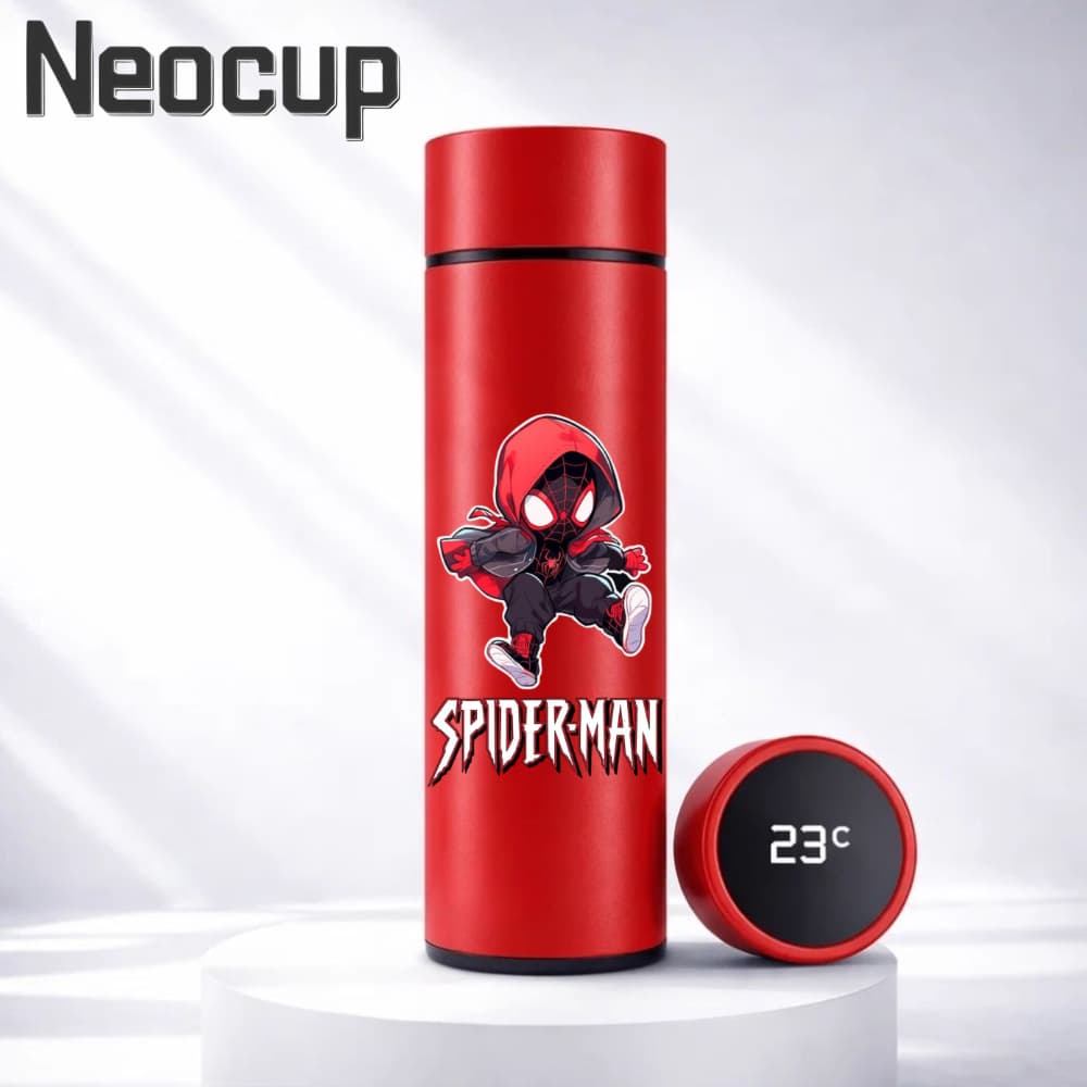 Garrafa Térmica aço Inoxidável Super herói Spider-man Homem-Aranha com Termômetro digital 500ml
