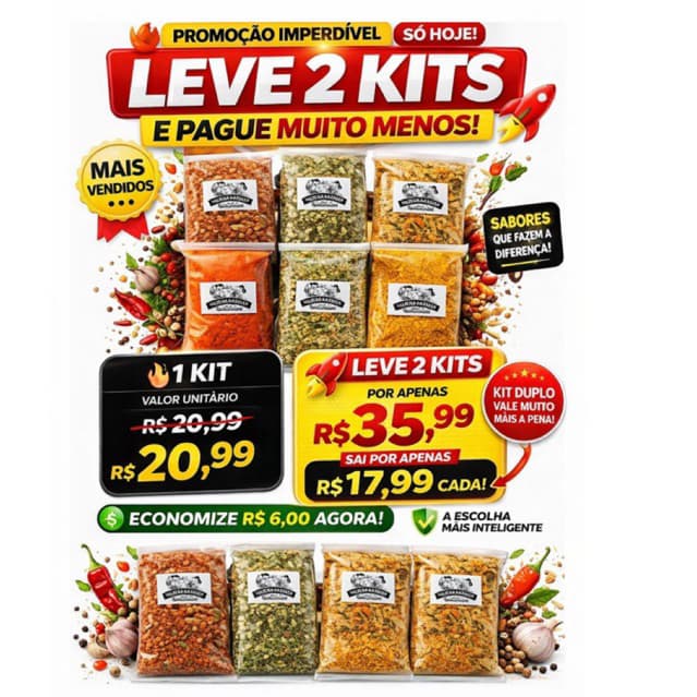 Kit Temperos e condimentos de 30g 12 sabores  Leve 2 Pague Menos |  Mais Vendido | Alta Qualidade | Envio Rápido