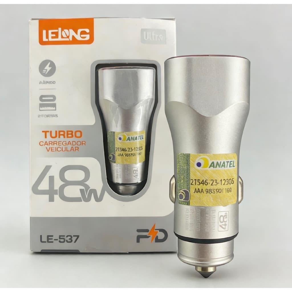 Lelong Turbo Carregador Veicular 48w Rapido 2portas Ultra Le-537