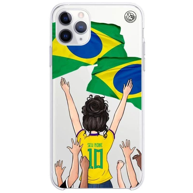 Capinha de Celular Torcedora do Brasil Cabelo ondulado - Diversos Celulares