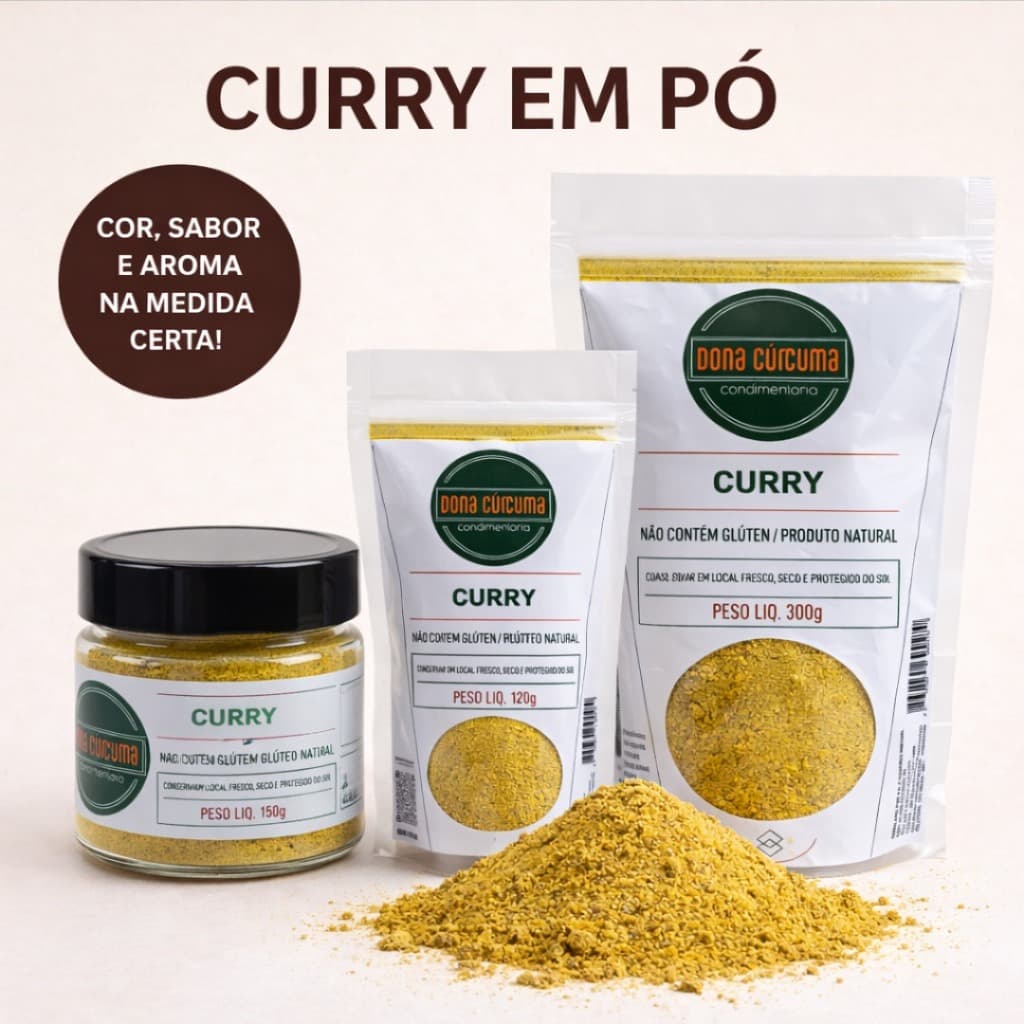 Curry Porta Tempero Pote de Tempero Temperos Naturais e Especiarias