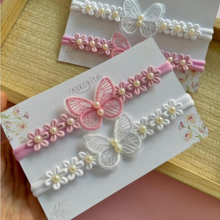 Kit Faixinhas de Bebê Borboletas Jardim encantado Lacinhos Bebê  enxoval Maternidade e Ensaios