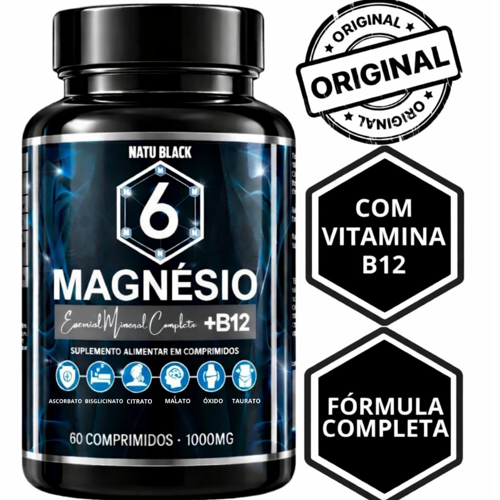06 Tipos De Magnésio com Vitamina B12 METILCOBALAMINA Alta Absorção Energia, Foco, Sono e Bem-Estar