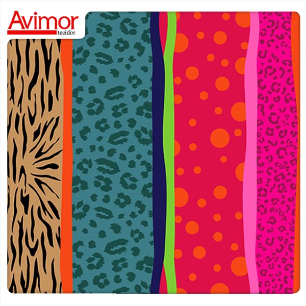 Tecido Sarja Impermeável Barrado Elegance Animal Print 100% Algodão Quilting Confecção Fina Enxoval