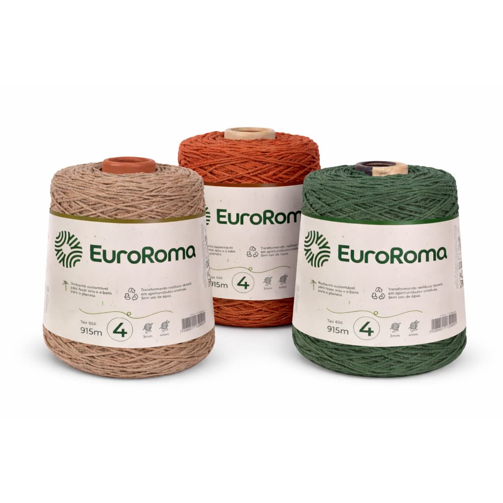 Barbante Número 4 Euroroma Para Crochê Fio Colorido 915M