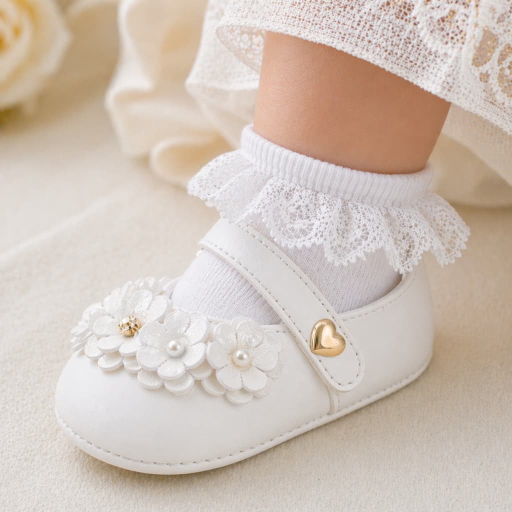 Sapatinho de bebê sapatilha branca batizado super macia luxuosa