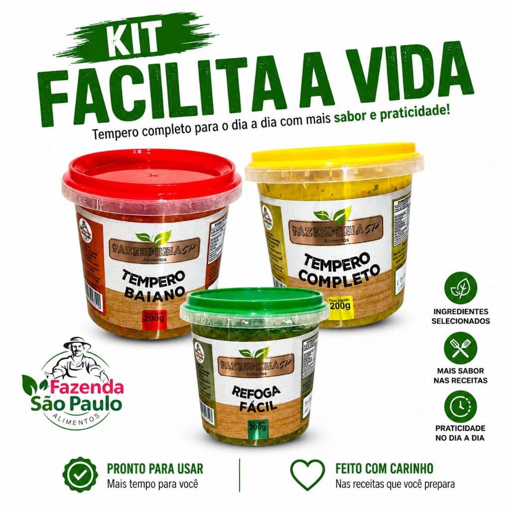 TEMPERO - TEMPERO BAIANO - REFOGA FACIL E TEMPERO COMPLETO - KIT FACILITA A VIDA - FAZENDINHA SP