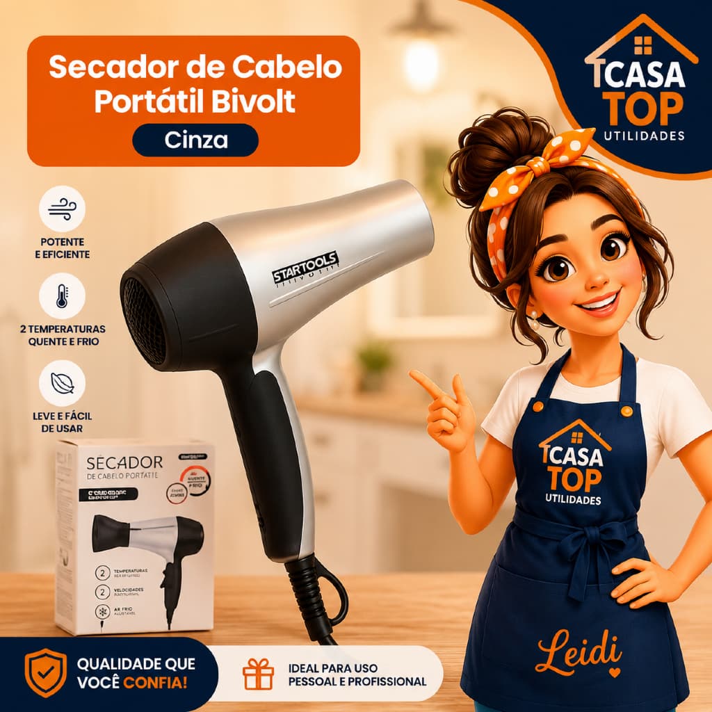 VentoLux Travel™ Secador de Cabelo Portátil 1200W Bivolt Compacto Leve Rápido Viagem Profissional