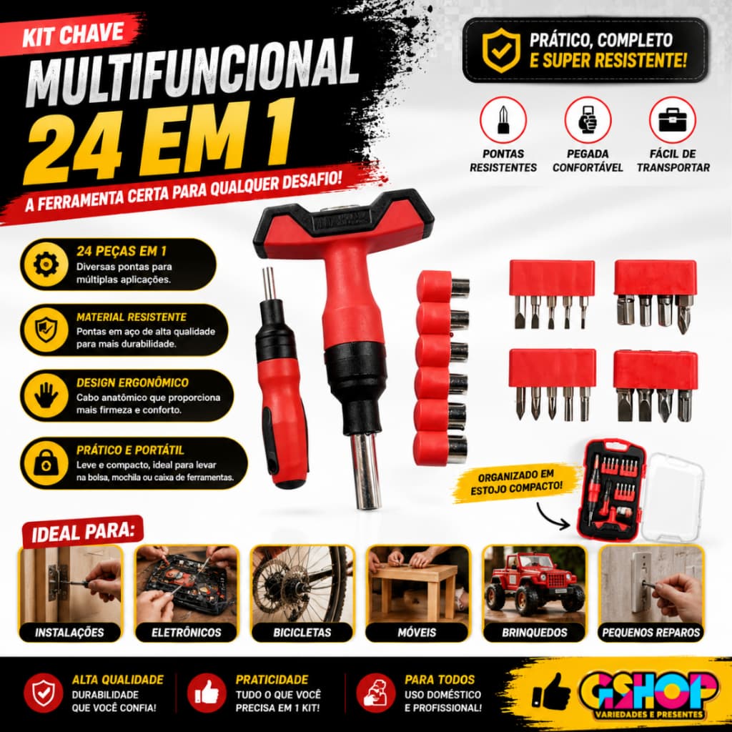 Kit Completo Chave Com Ponteiras Multifunções Conjunto Ferramentas Resistente Durável