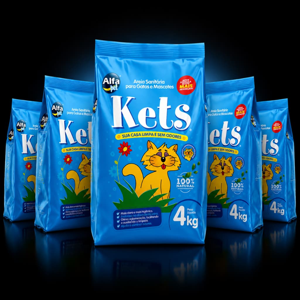 Kit 5 Areia Grossa Sanitária Kets Premium Higiênica Granulado Para Gatos 20kg Pet