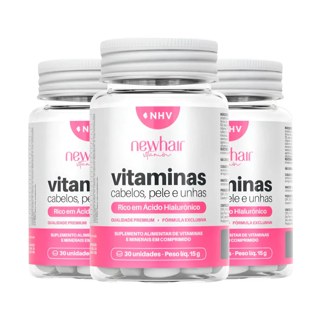 Kit 3 New Hair Suplemento Capilar Para Crescimento e Fortalecimento