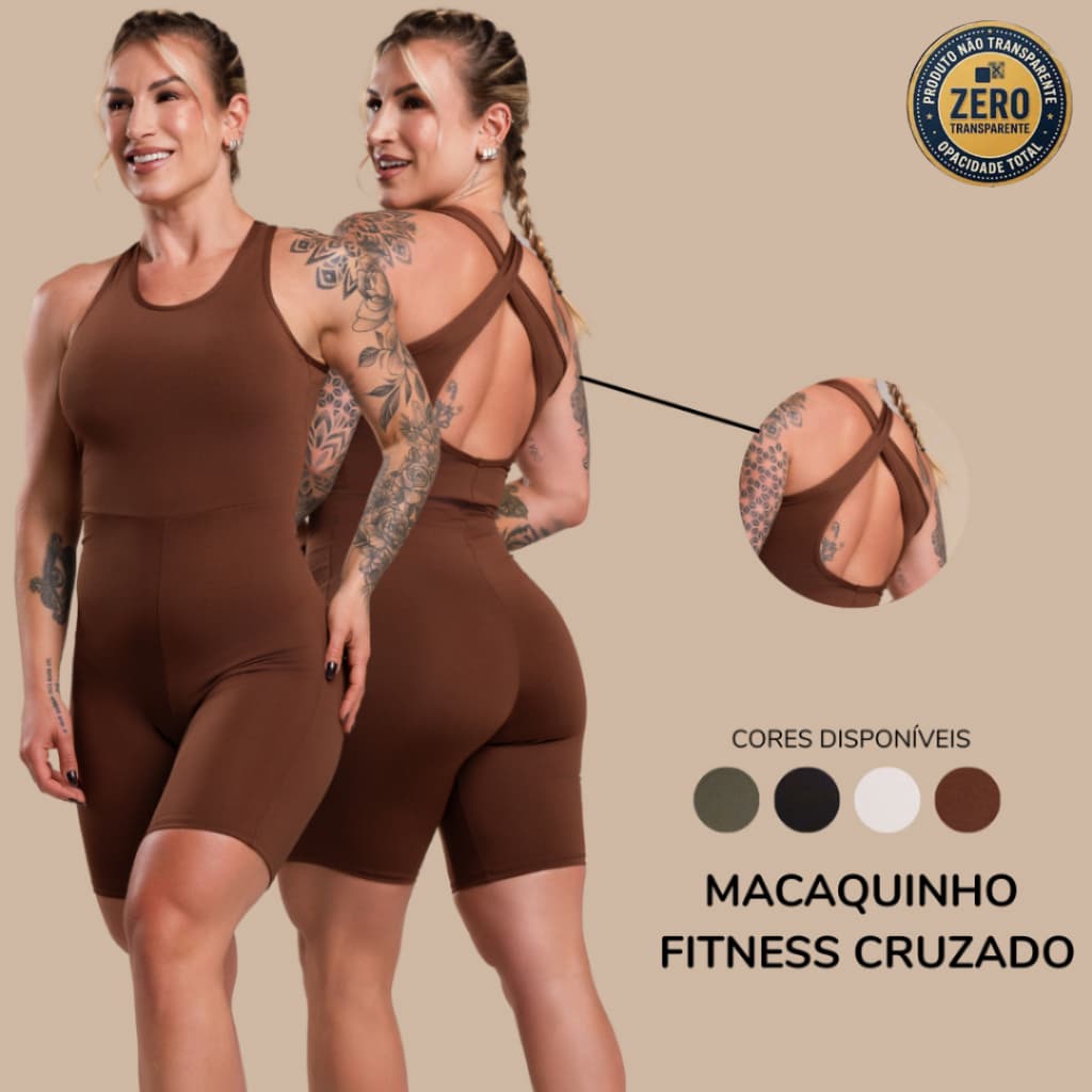 Macaquinho Macacão Feminino Cruzado Costas Fitness Moda Treino Academia F7 NEW STYLE