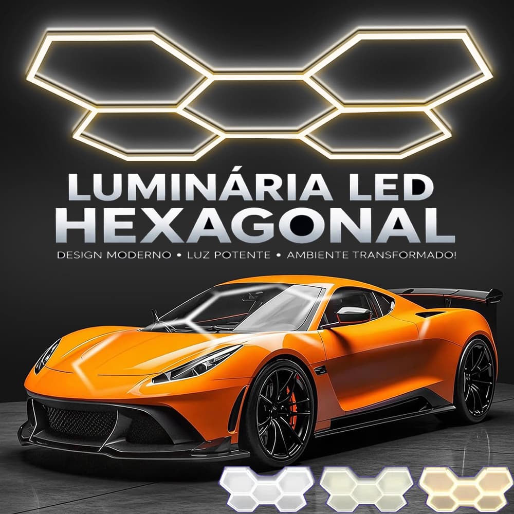 Luminária Colmeia LED Profissional 3 Cores, Bivolt, 5 Células para Estética Automotiva