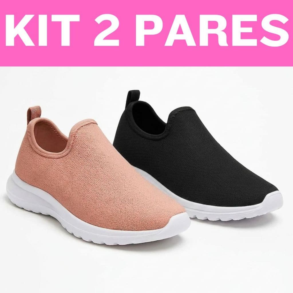 Kit 2 Pares Tenis Feminino Corrida Academia Caminhada Tenis Esportivo Confortavel Elegante Mulheres