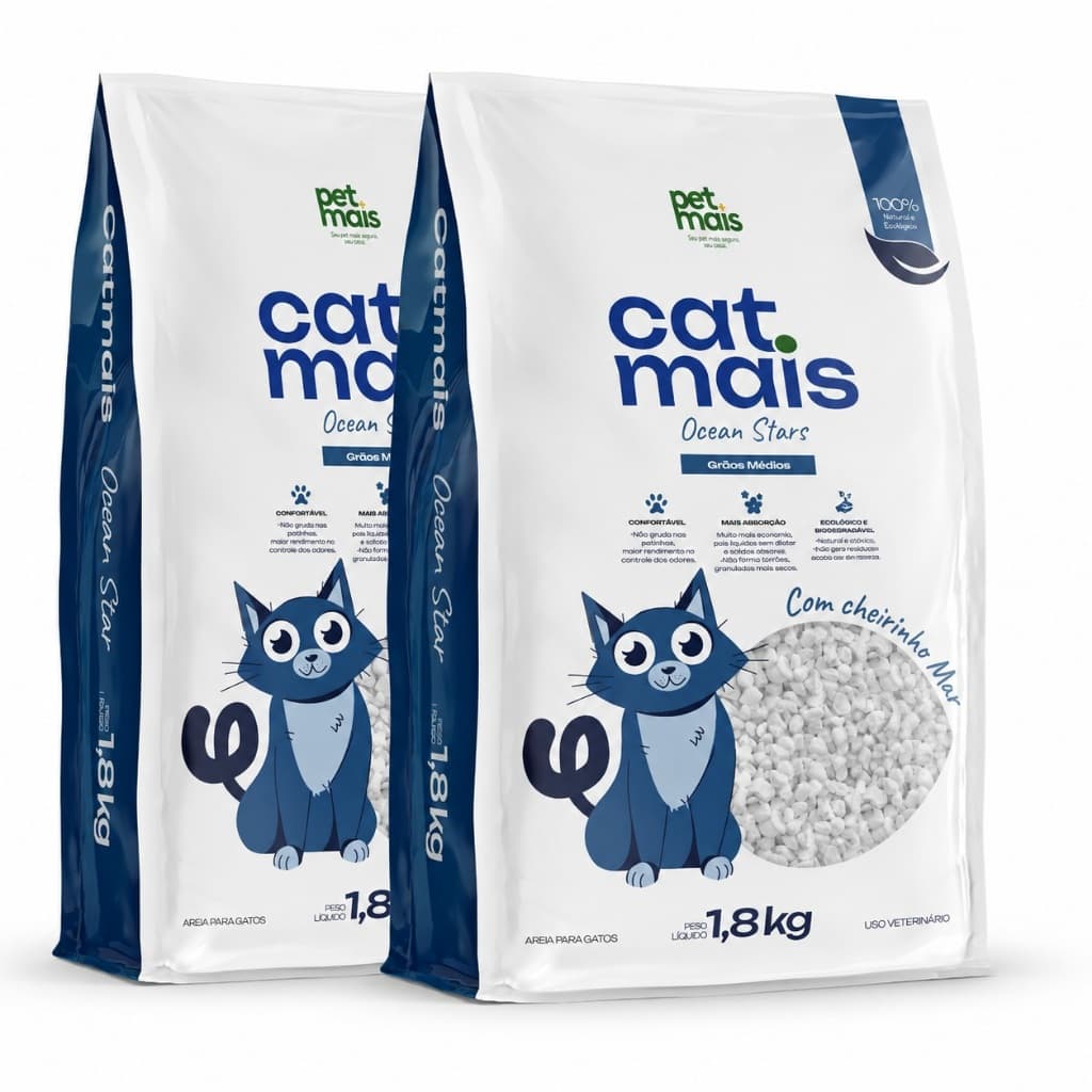 Kit 2 Pacotes Areia para Gato Sanitária Granulado Pedrinha Perfumada Star 1,8 kg- Petmais