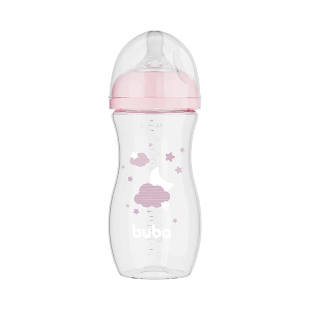 Mamadeira Easy Flow Nuvem Rosa 330ml Buba Anticólica Infantil Bebê