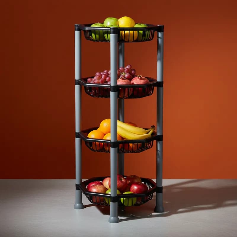 Fruteira De Chão Multiuso Cozinha Organizador oitavado 4 andares Prateleira Desmontavel