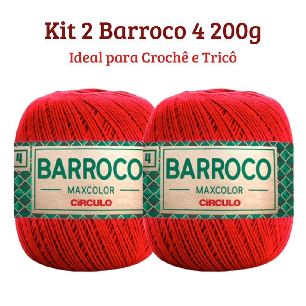 Kit 2 Fio Barbante Barroco Maxcolor 4 Círculo 200g - Ideal Amigurumi Crochê Trico