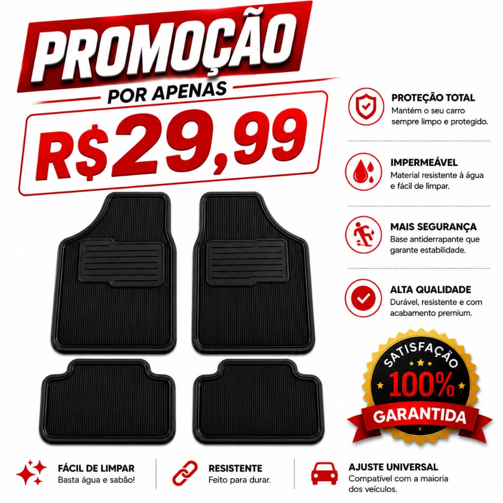 Tapete Automotivo Para Carro Emborrachado Universal 4 Peças 5 peças