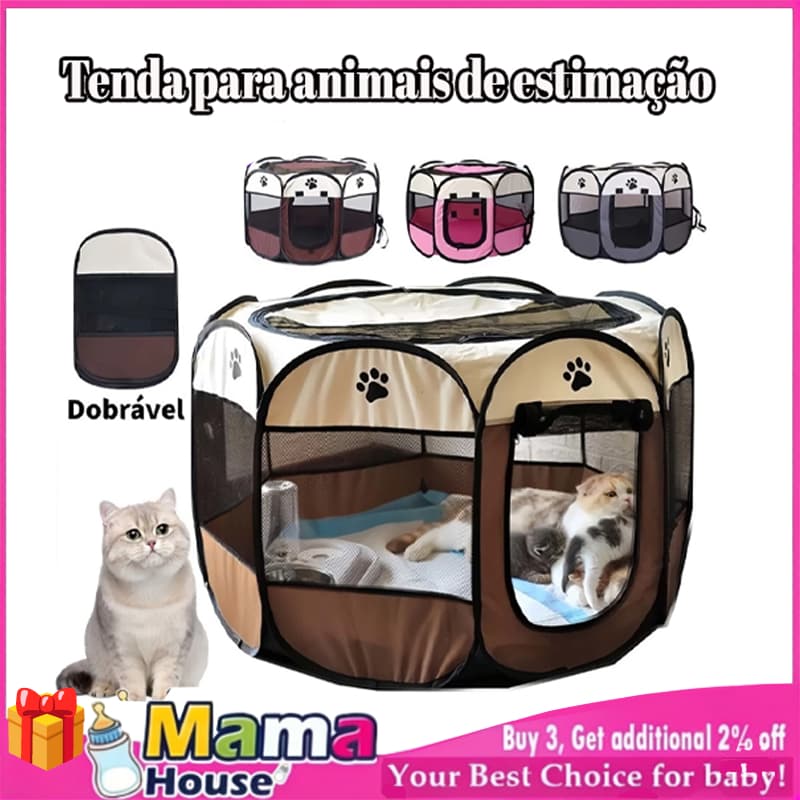 Cercadinho Extra Grande Tecido Cão Gato Tenda Portátil Cinza 114*114*58cm Cama para gatos Cama para cães Barraca para us