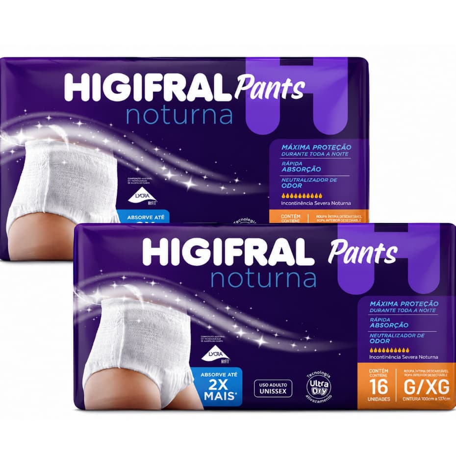Roupa Intima Pants Noturna Fralda Geriátrica 32 un Higifral com Alta Absorção