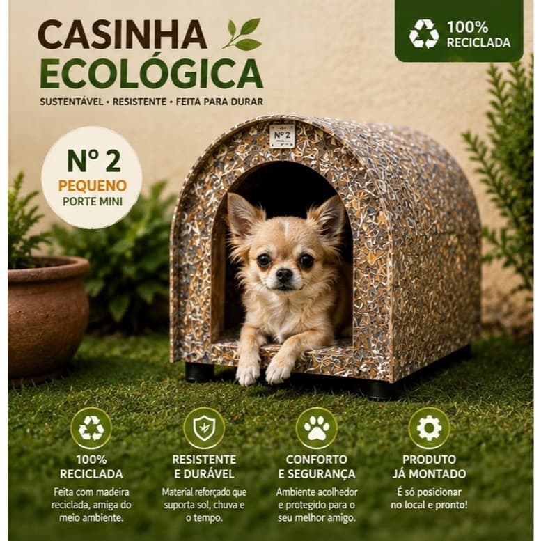 Casinha Ecologica Reciclada Para Cachorros de Porte Mine/Pequeno Cães Casa Pet House