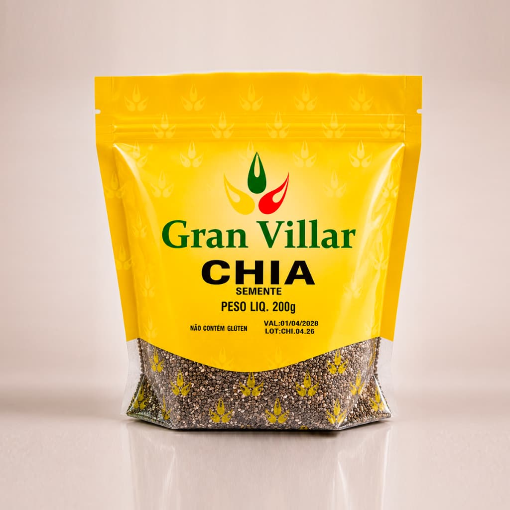 Semente de Chia 200g Natural Rica em Fibras Ômega 3 e Proteínas Alimentação Saudável