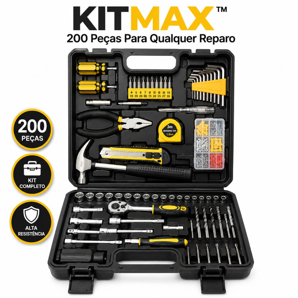Kit Ferramentas Completo Profissional Maleta Portatil 200 Pecas Multiuso